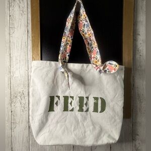 FEED 10 for Clarins Spring Summer Tote Bag, Green, White & Floral Recycled
